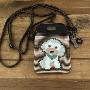 Chala poodle bag, 2 compartments, rose and brown color